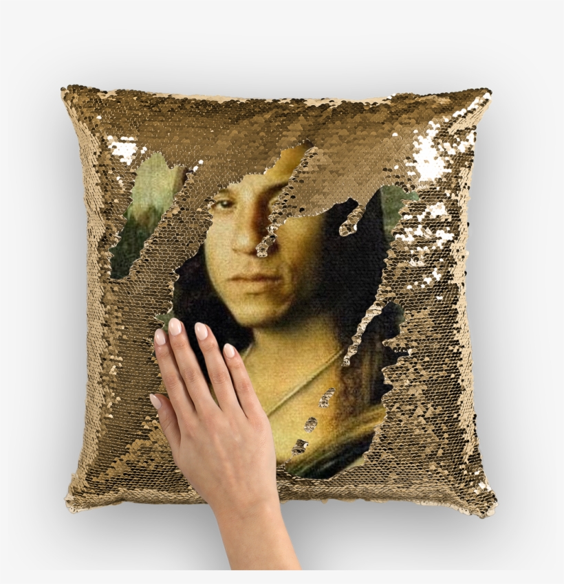 Vin Diesel As The Mona Lisa ﻿sequin Cushion Cover - Nicolas Cage Sequin Pillow, transparent png