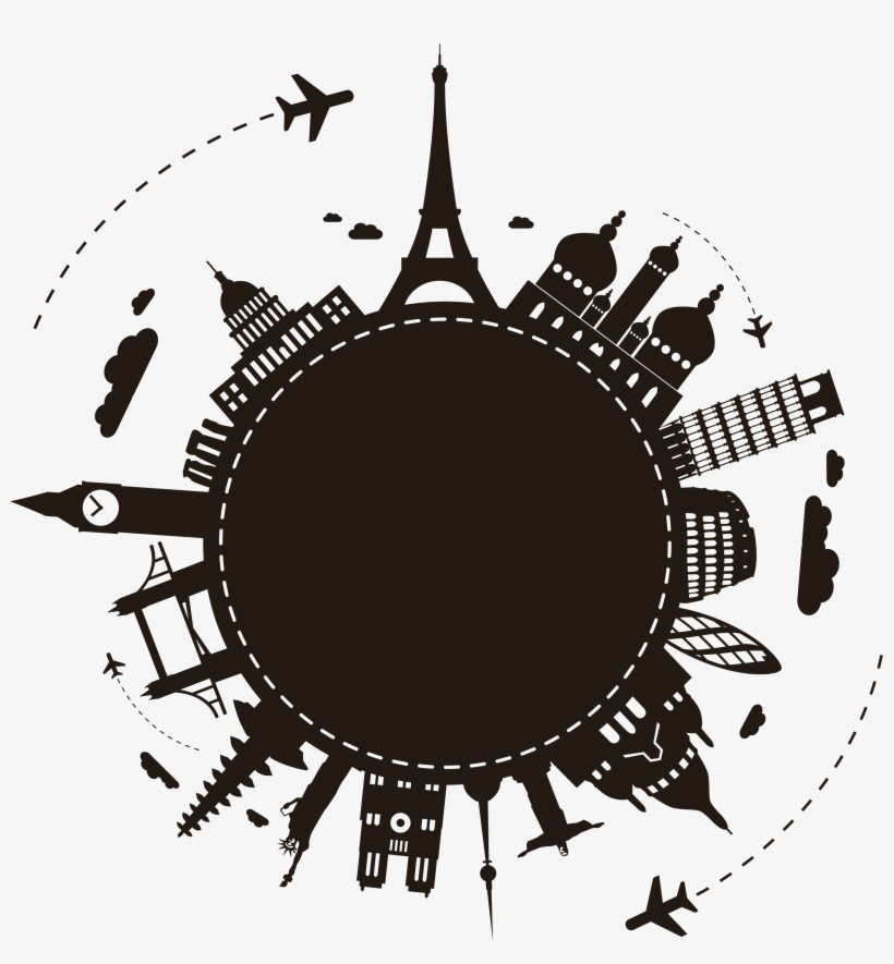 Silhouette Package Travel Agent Tour Earth Clipart - Silhouette Travel, transparent png