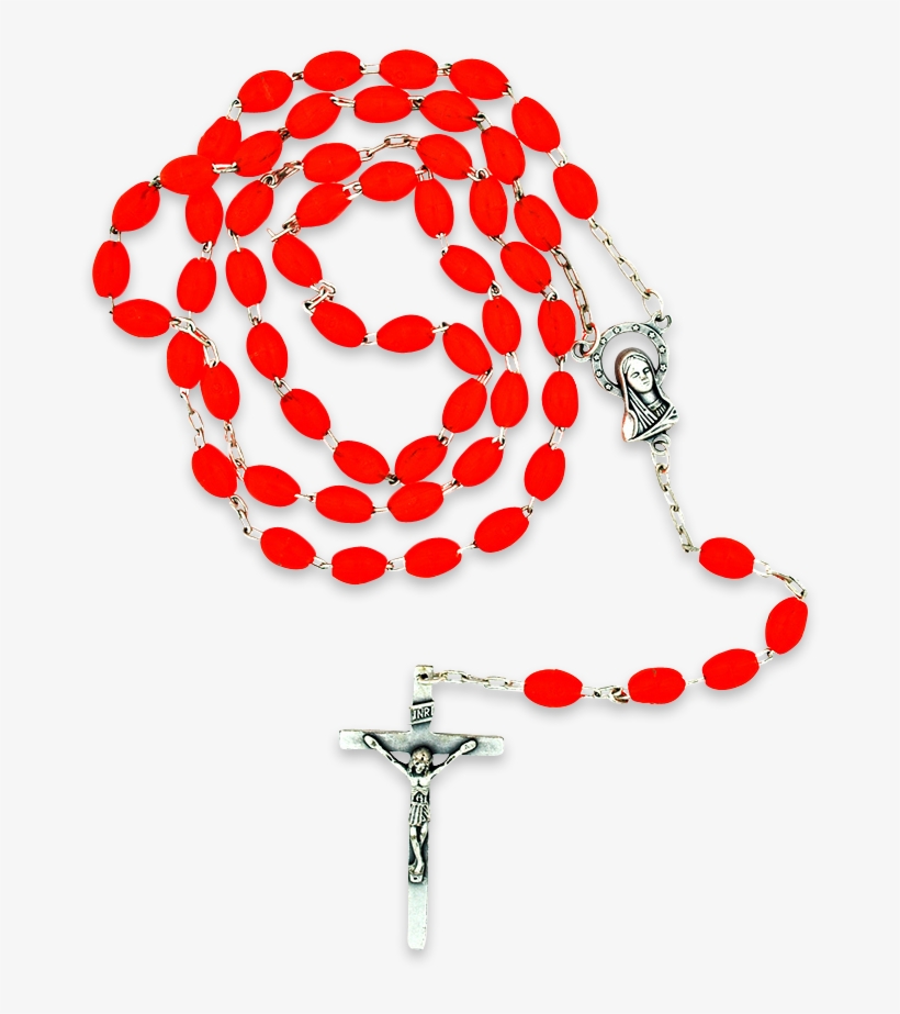 Red Rosary Beads - Crucifix, transparent png