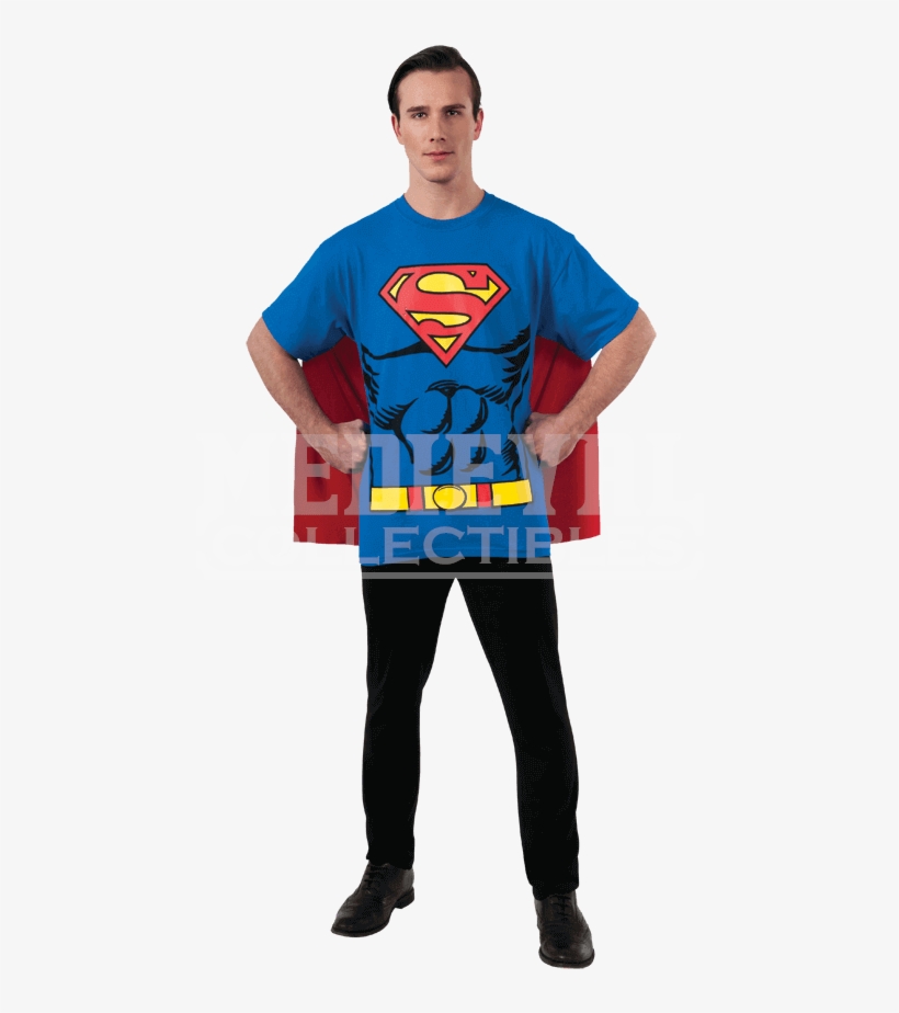 Adult Superman Cape T-shirt - Superman Costume For Halloween, transparent png