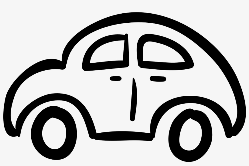 Car Hand Drawn Rounded Outlined Vehicle From Side View - Drawn Car Png, transparent png