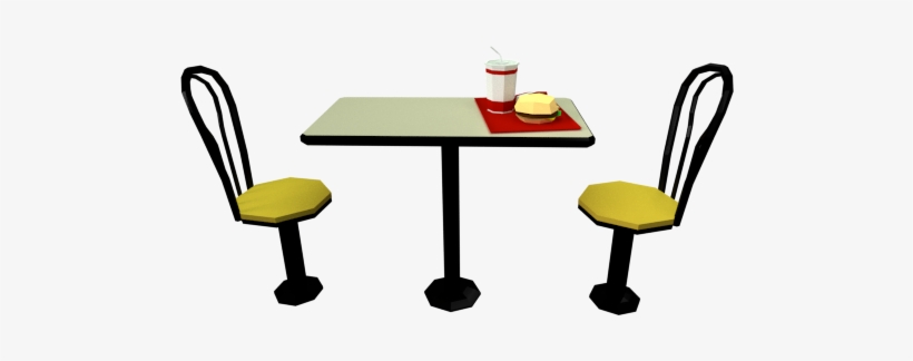 Low Poly Fast Food Meal With Table And Chairs - Table With Food Png, transparent png