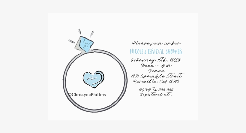 Whimsical Engagement Ring Bridal Shower Invitation - Heart, transparent png
