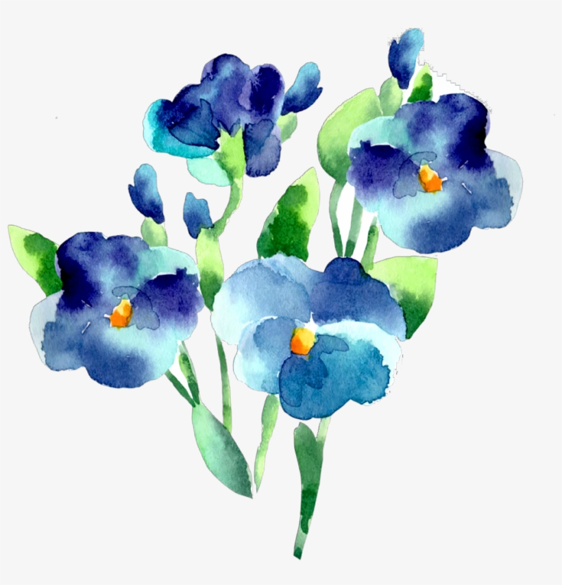 Ftestickers Watercolor Flowers Blue Teal - Watercolor Blue Flower Vector, transparent png