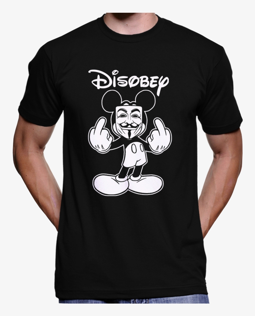 Mickey Mouse Disobey Guy Fawkes Mask Anonymous T-shirt - Free Tommy Robinson T Shirt, transparent png