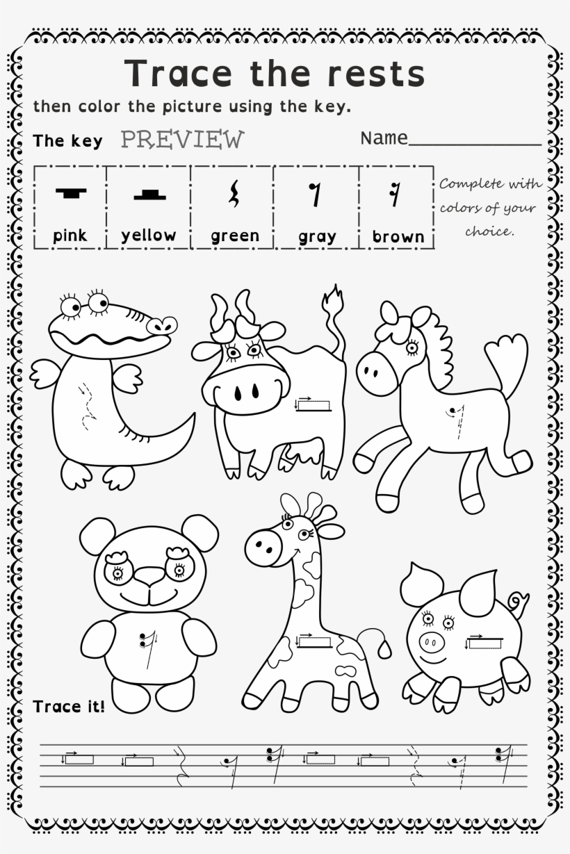 Funny Worksheets To Trace Basic Music Symbols For Younger - Music, transparent png