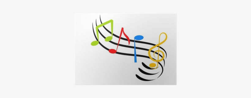 An Illustration Of Colorful Music Notes Made With Line - Music Notes Clip Art, transparent png