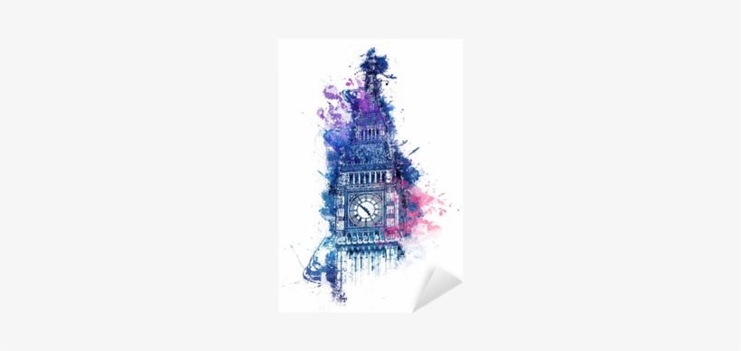 Colorful Watercolor Painting Of Big Ben Sticker • Pixers® - Perfect International Big Ben Giclee Print Canvas Wall, transparent png