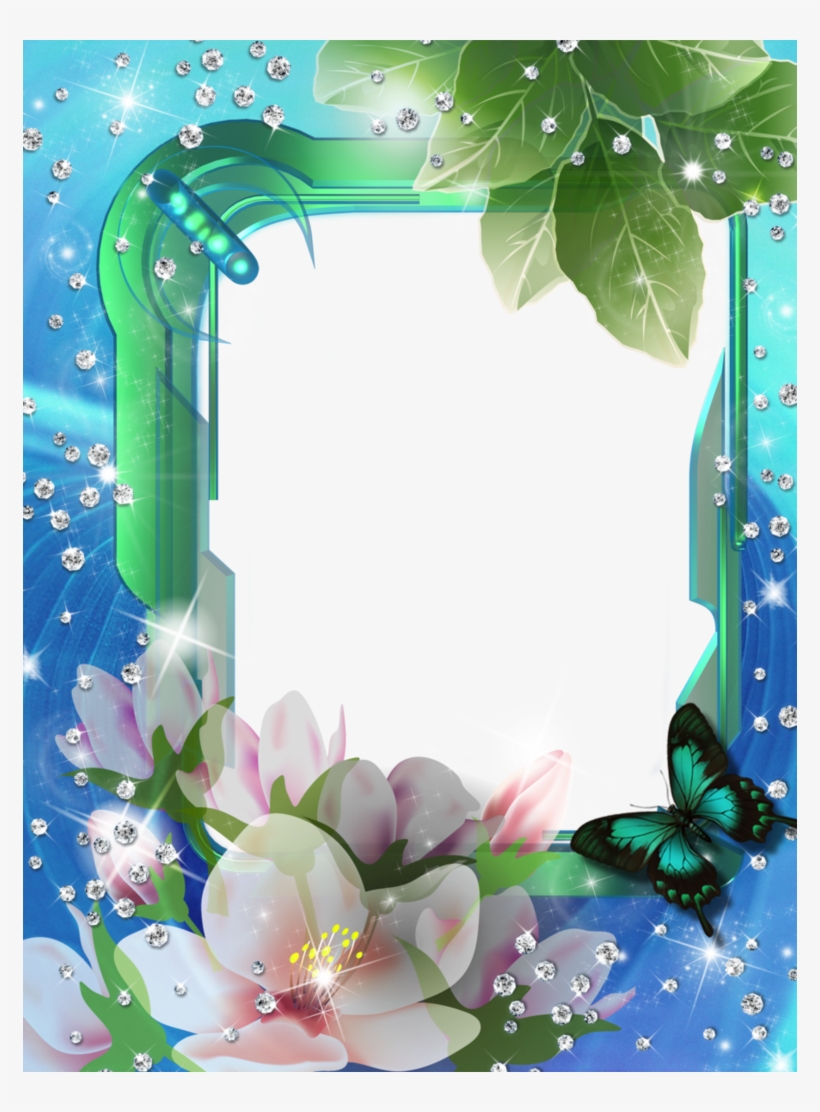 Diza Frames With Flower Png Image - Flower Frame Png Blue, transparent png