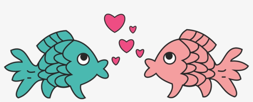 Kiss Clipart Cute - Fish In Love Clip Art, transparent png