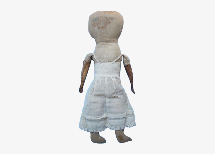 Primitive Old Cloth Doll Watercolor Face Large Head - Teddy Bear, transparent png