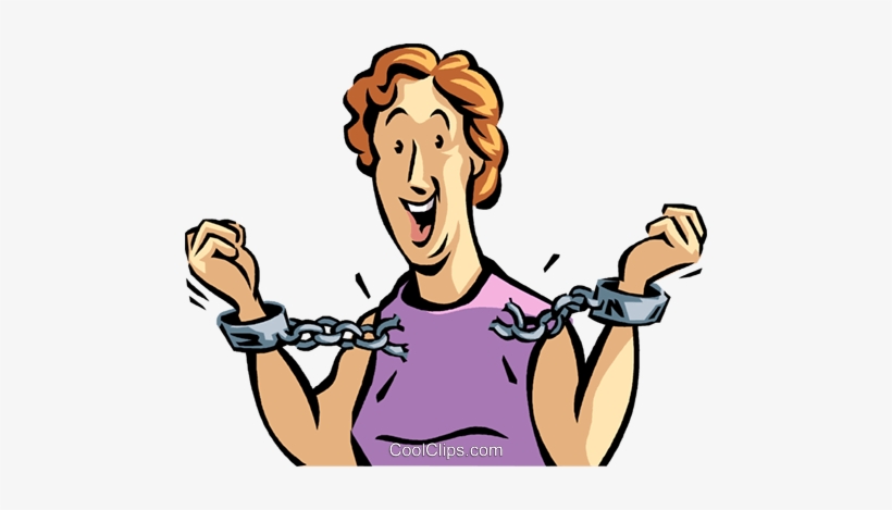 Woman Breaking Free From Handcuffs Royalty Free Vector - Breaking Free Of Handcuffs, transparent png