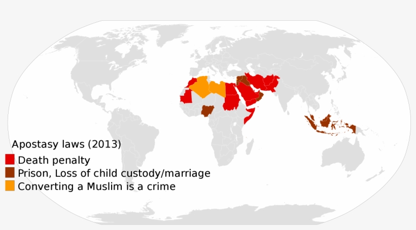 Penalties For Apostasy In Some Muslim-majority Countries - World Map, transparent png