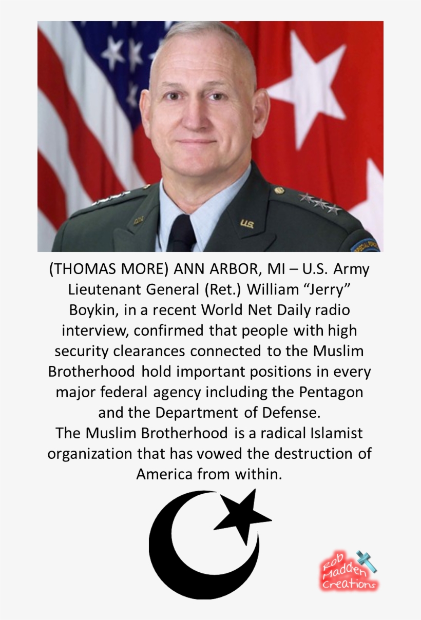 Muslim Brotherhood Infiltrating The Department Of Defense - William G Boykin, transparent png