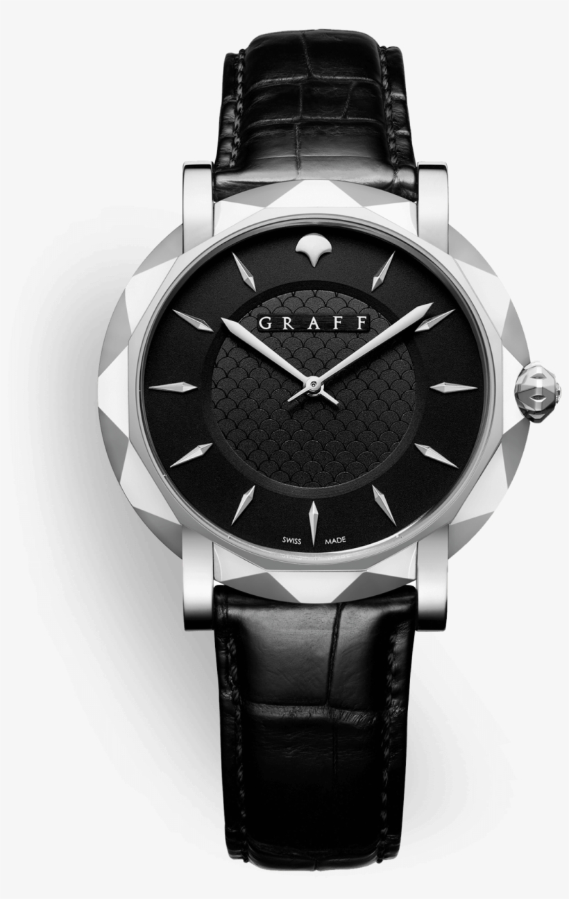 A Graffstar Slim 43mm Men's Platinum Watch With Black - Watch, transparent png