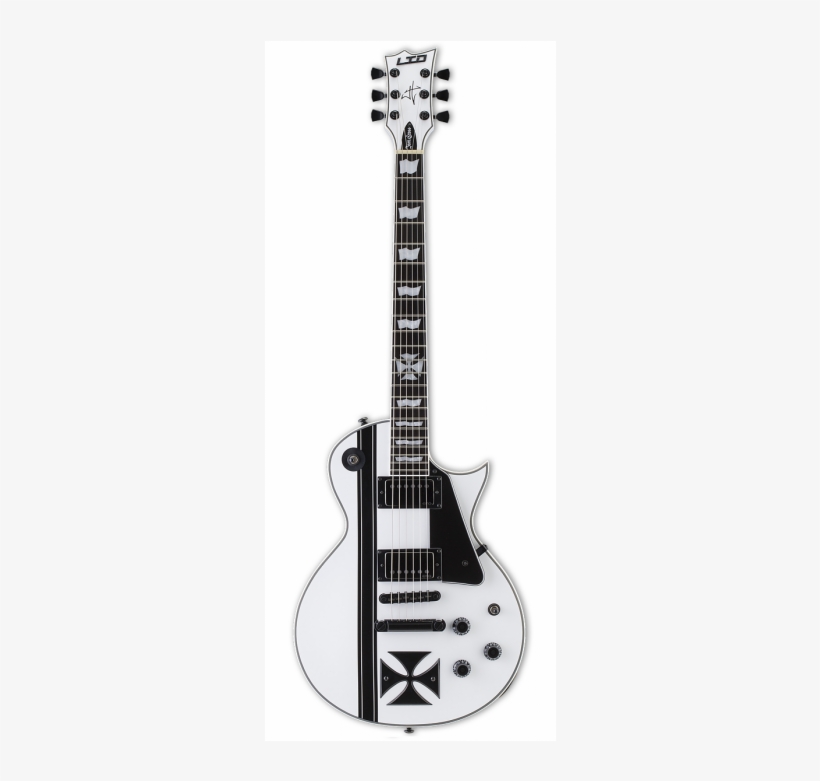 Esp Ltd Iron Cross Snow White Electric Guitar - Esp Iron Cross Snow White James Hetfield Signature, transparent png