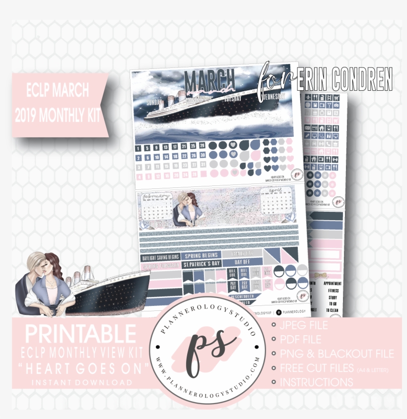 Heart Goes On March 2019 Monthly View Kit Digital Printable - Monthly Celebration January2019, transparent png
