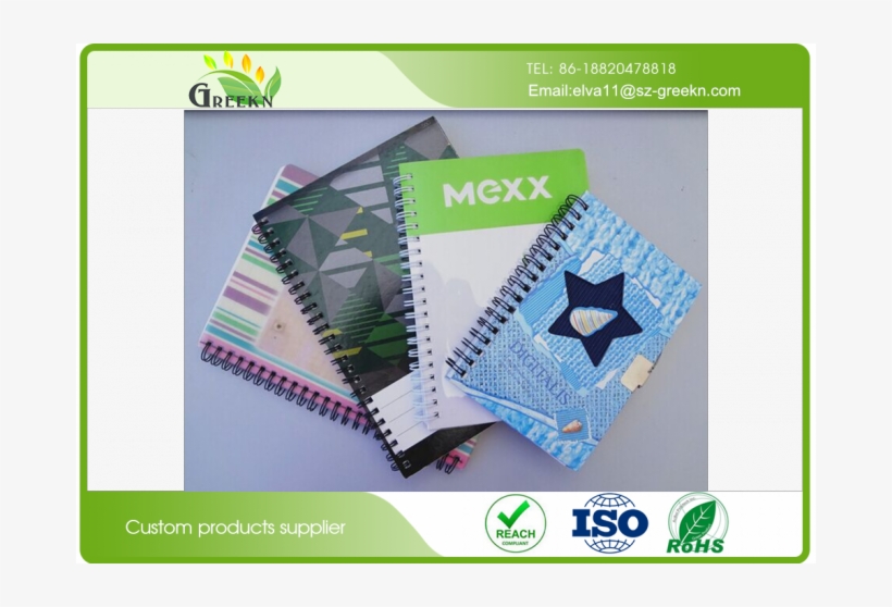 Recycled A4 Spiral Bound Notebook , Custom Offset Printing - Notebook, transparent png