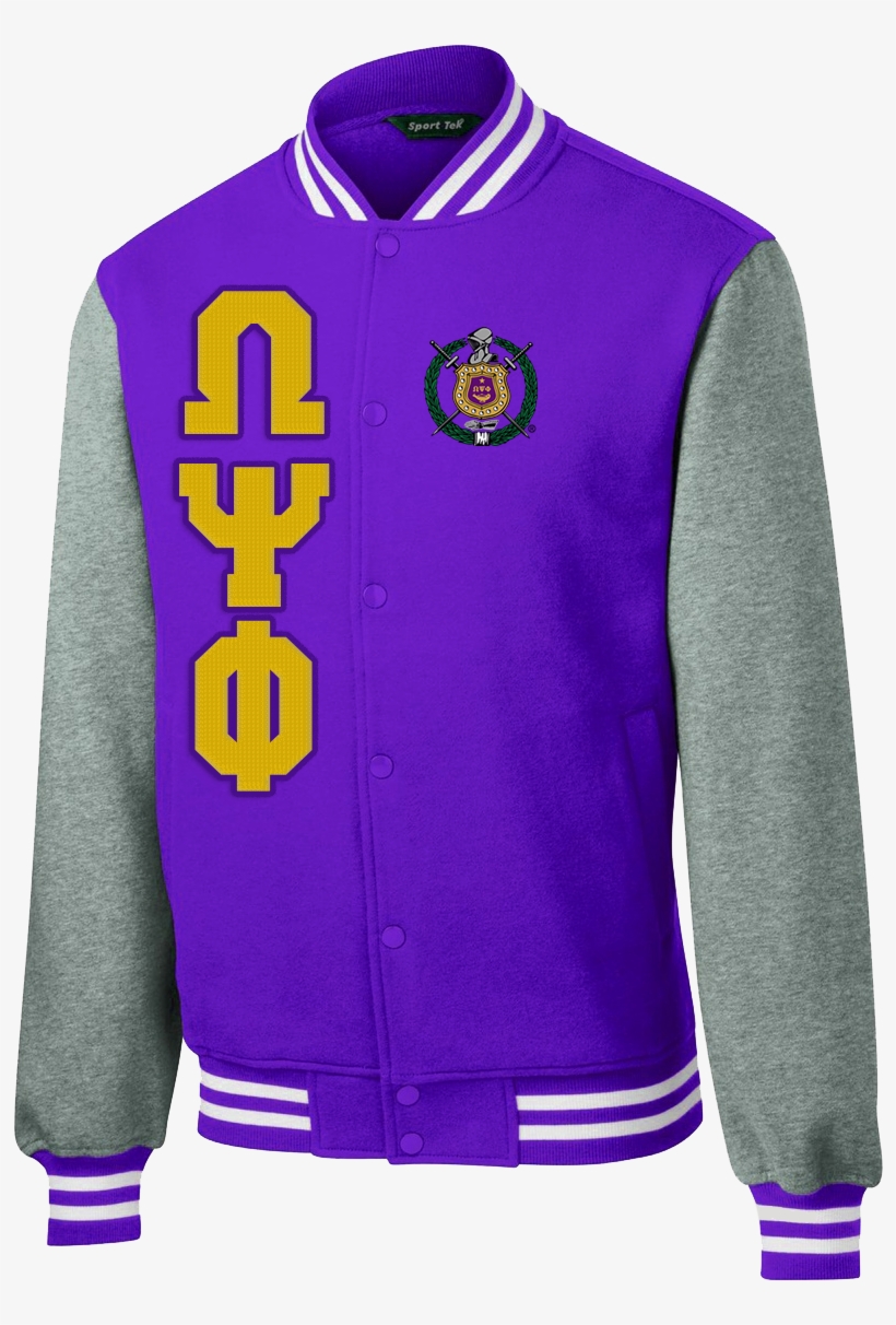 Omega Psi Phi Varsity Greek Fleece Jacket Letters Greek - Sport-tek Men's Fleece Letterman Jacket St270, transparent png