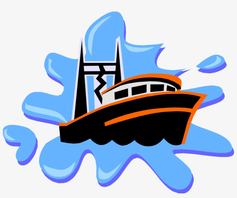 Vector Illustration Of Commercial Fishing Trawler Boat - Anchor Images For Kids, transparent png