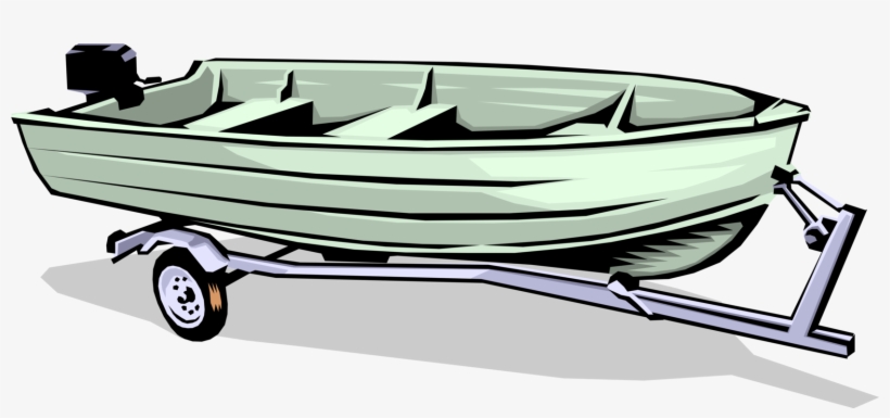 Vector Illustration Of Motorboat Aluminum Fishing Boat - Boat On Trailer Clipart, transparent png