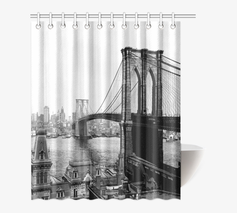 Brooklyn Bridge Over East River And Surrounding Ar - Curtain, transparent png
