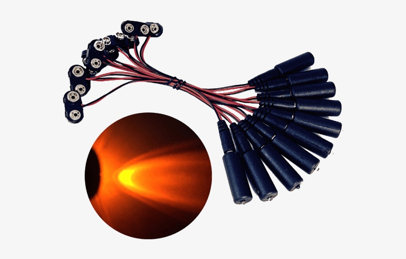 10 Pack Led Micro Effects Light Orange With 9 Volt - Nine-volt Battery, transparent png
