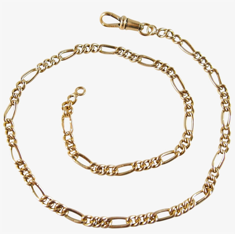 Superb Solid Gold Curb Elongated Figaro Link Chain, - Bracelet, transparent png