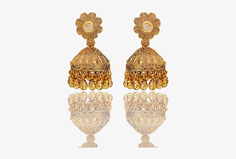 Gold Plated Jhumkas - Earrings, transparent png
