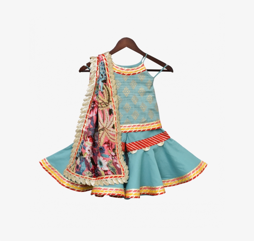 Cotton Foil Printed Kurti With Sharara & Printed Dupatta - Day Dress, transparent png