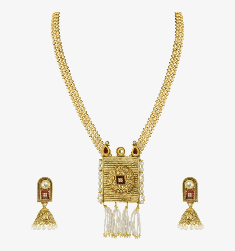 Womens Gold Plated Pearl Necklace Set - Necklace, transparent png