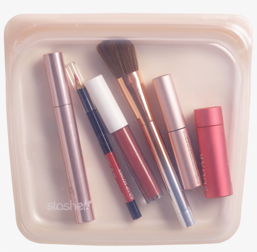 Reusable Silicone Sandwich Bag - Makeup Brushes, transparent png