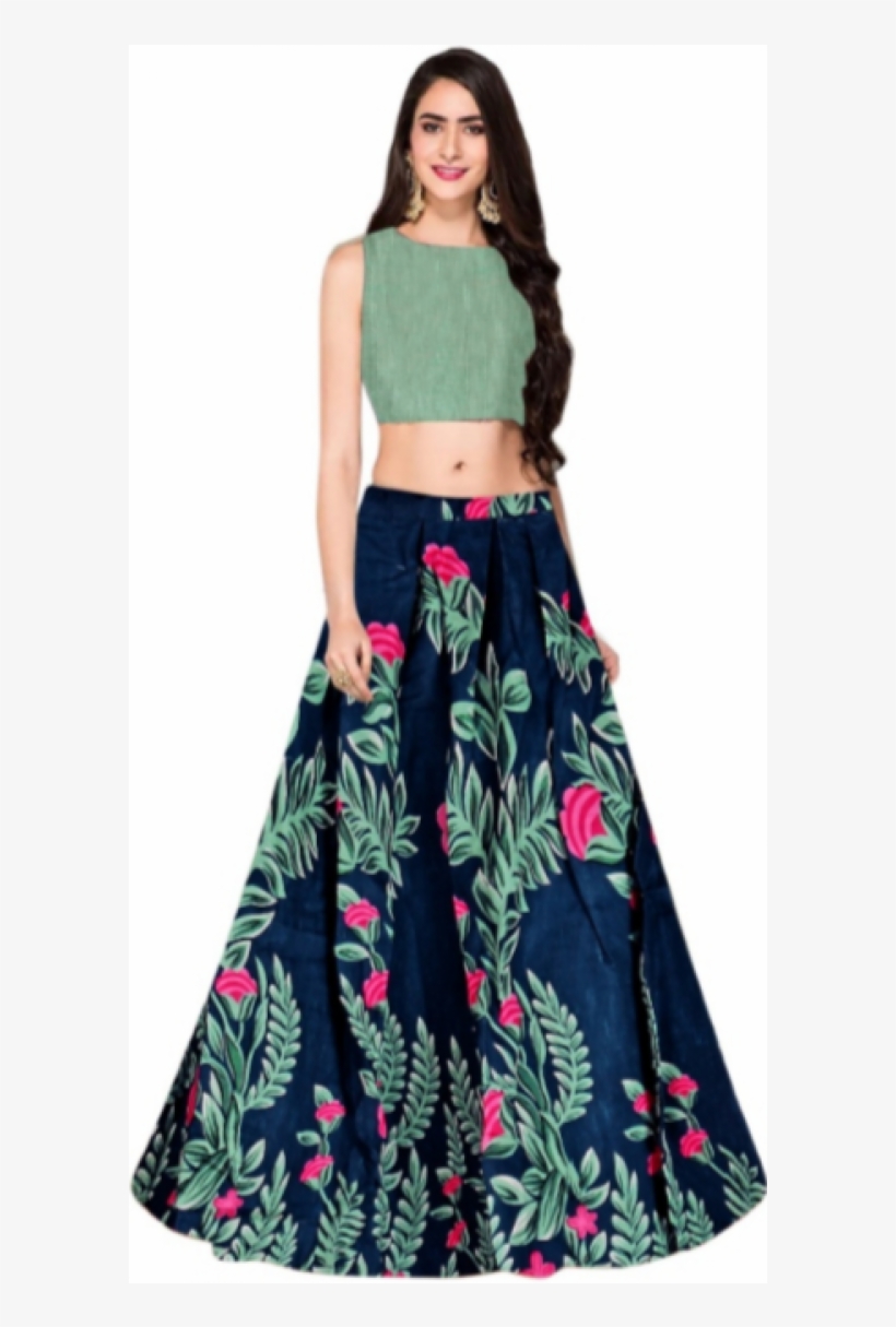 Floral Print Lehenga With Crop Top, transparent png