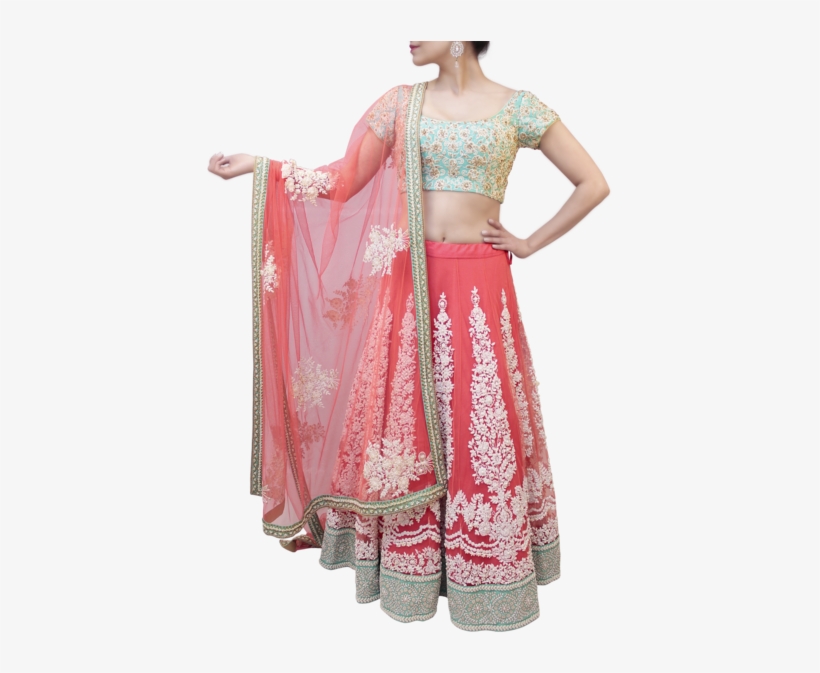 Styles Closet Mint Green And Pink Lehenga Stylescloset - Silk, transparent png