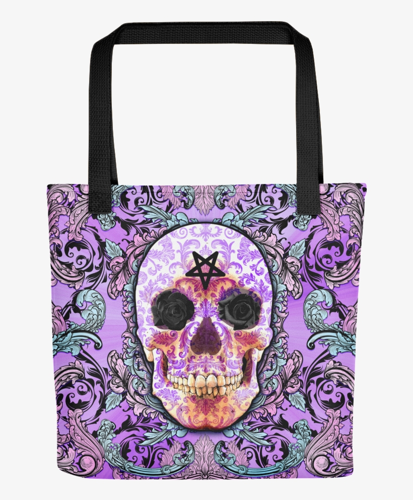 Pastel Goth Skull Tote Bag, Creepy Cute - Tote Bag, transparent png