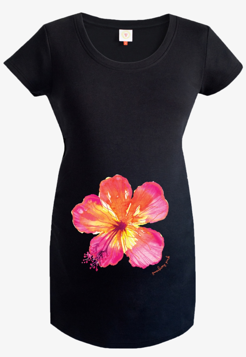 Gooseberry Pink Tropical Flower Maternity Top In Black - Begonia, transparent png