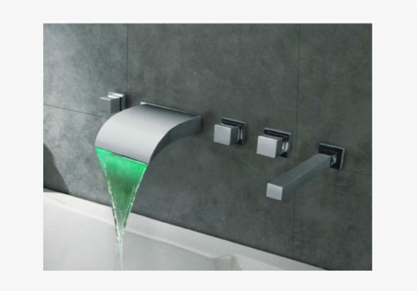 Wall Mount Led Waterfall Bathtub Faucet With Hand-held - Torneiras De Parede Led, transparent png