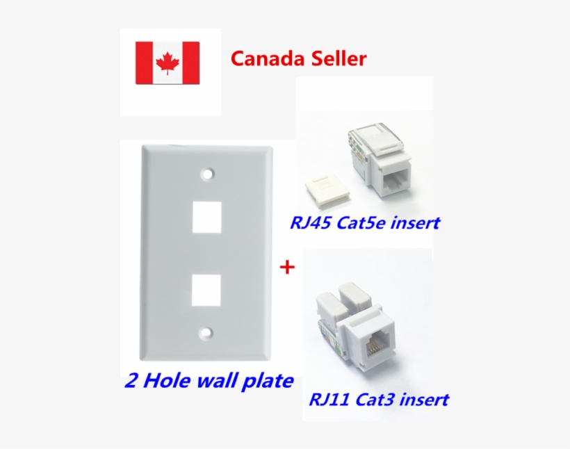 2 Hole Network Cat6 Cat5e Cat3e Wall Plate Jack W/rj45 - Electrical Connector, transparent png