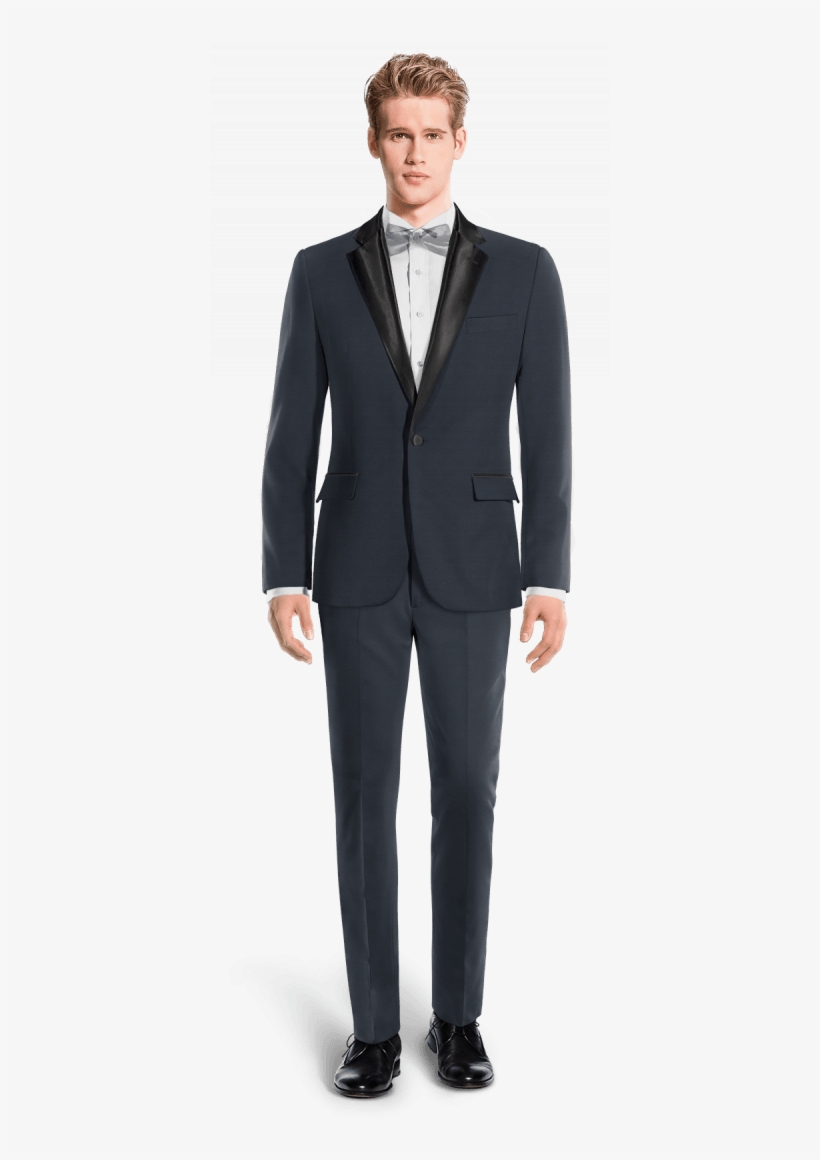 Blue & Black Tuxedo-view Front - Double Breasted Tweed Suit, transparent png