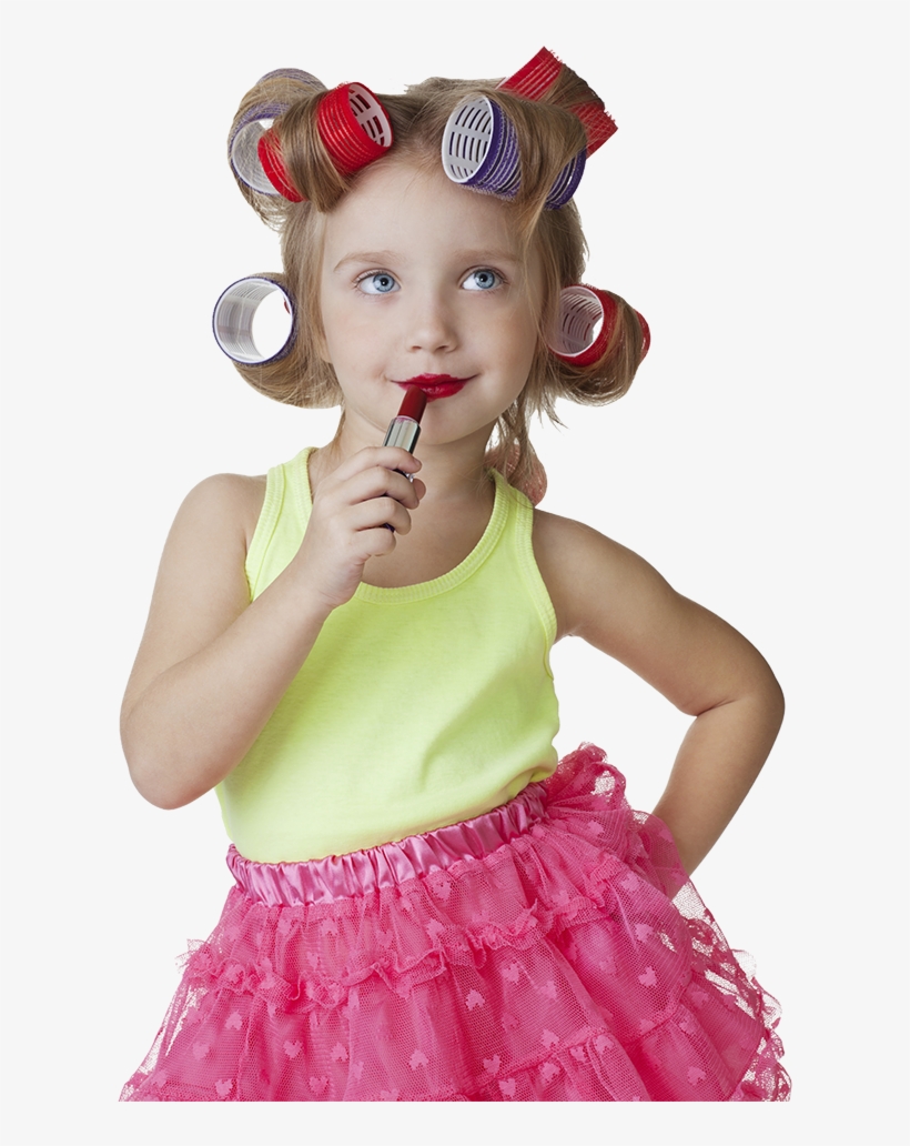 Little Girl Applying Lipstick, transparent png