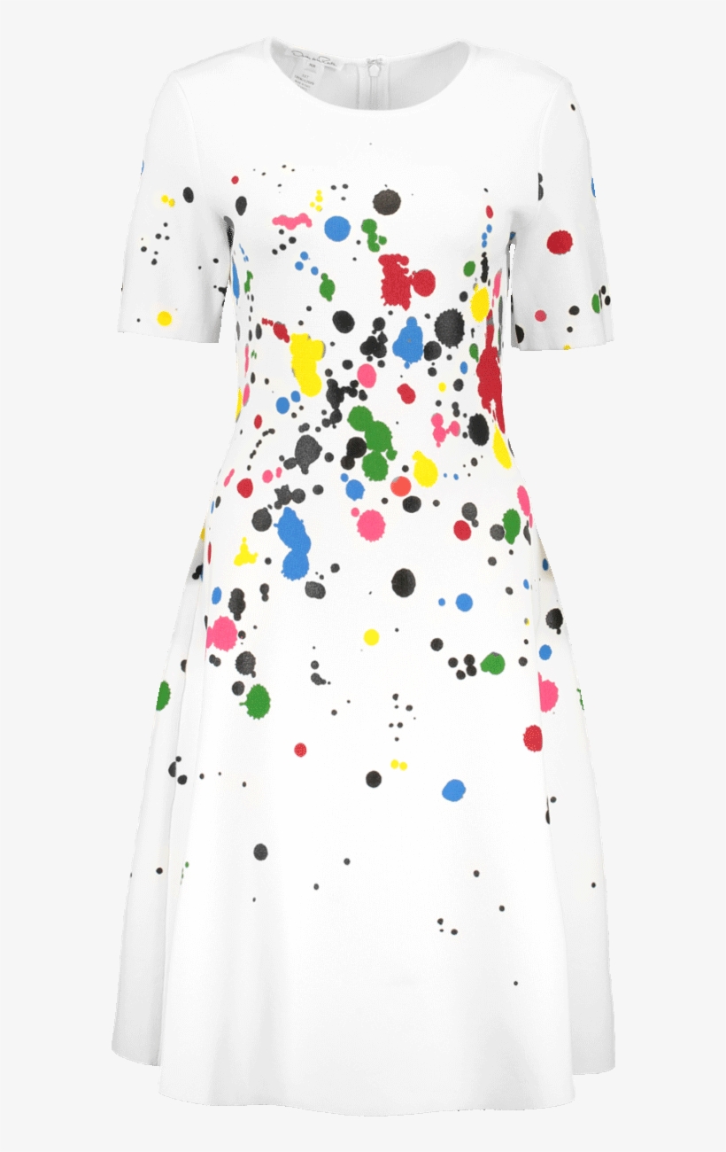 Oscar De La Renta Short-sleeve Splatter Paint Dress - Pattern, transparent png