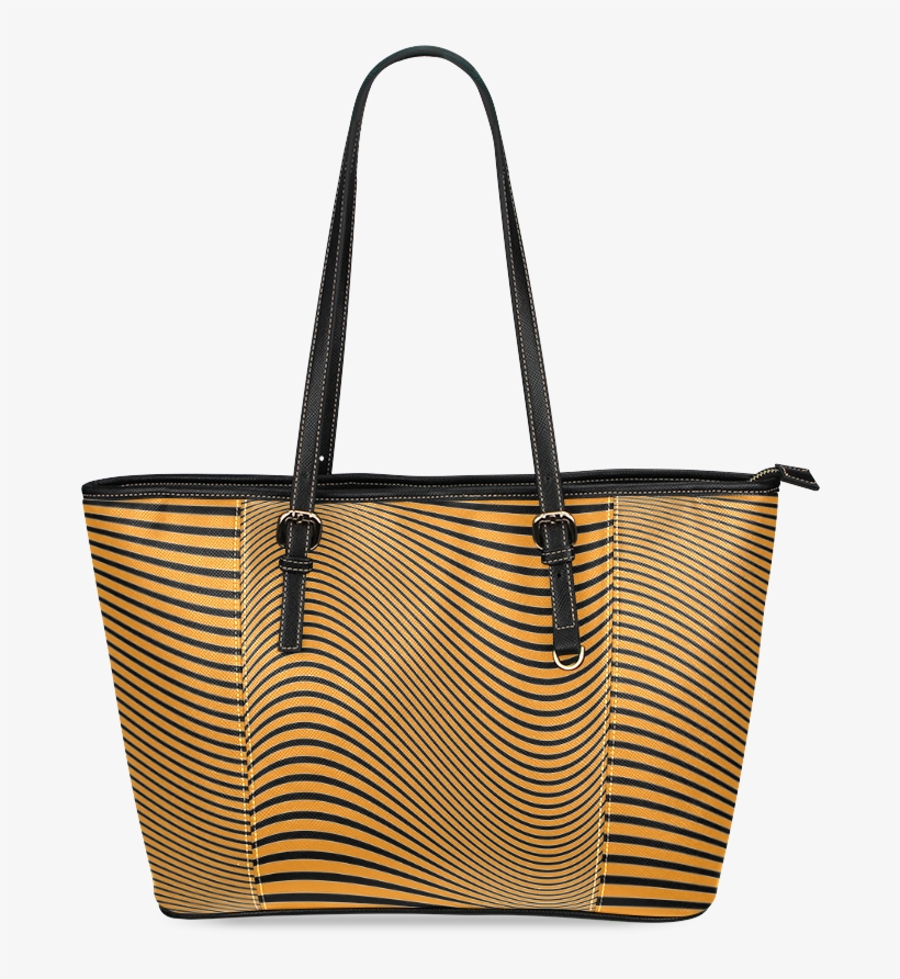 Orange And Black Wavy Lines Leather Tote Bag/small - Tote Bag, transparent png
