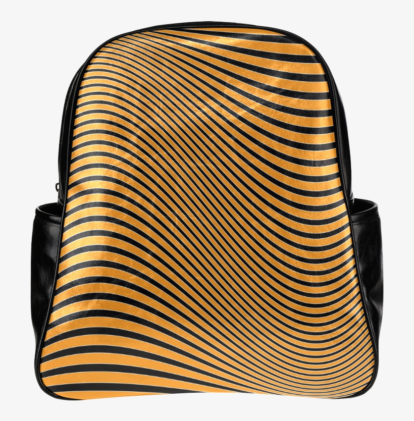 Orange And Black Wavy Lines Multi-pockets Backpack - Handbag, transparent png