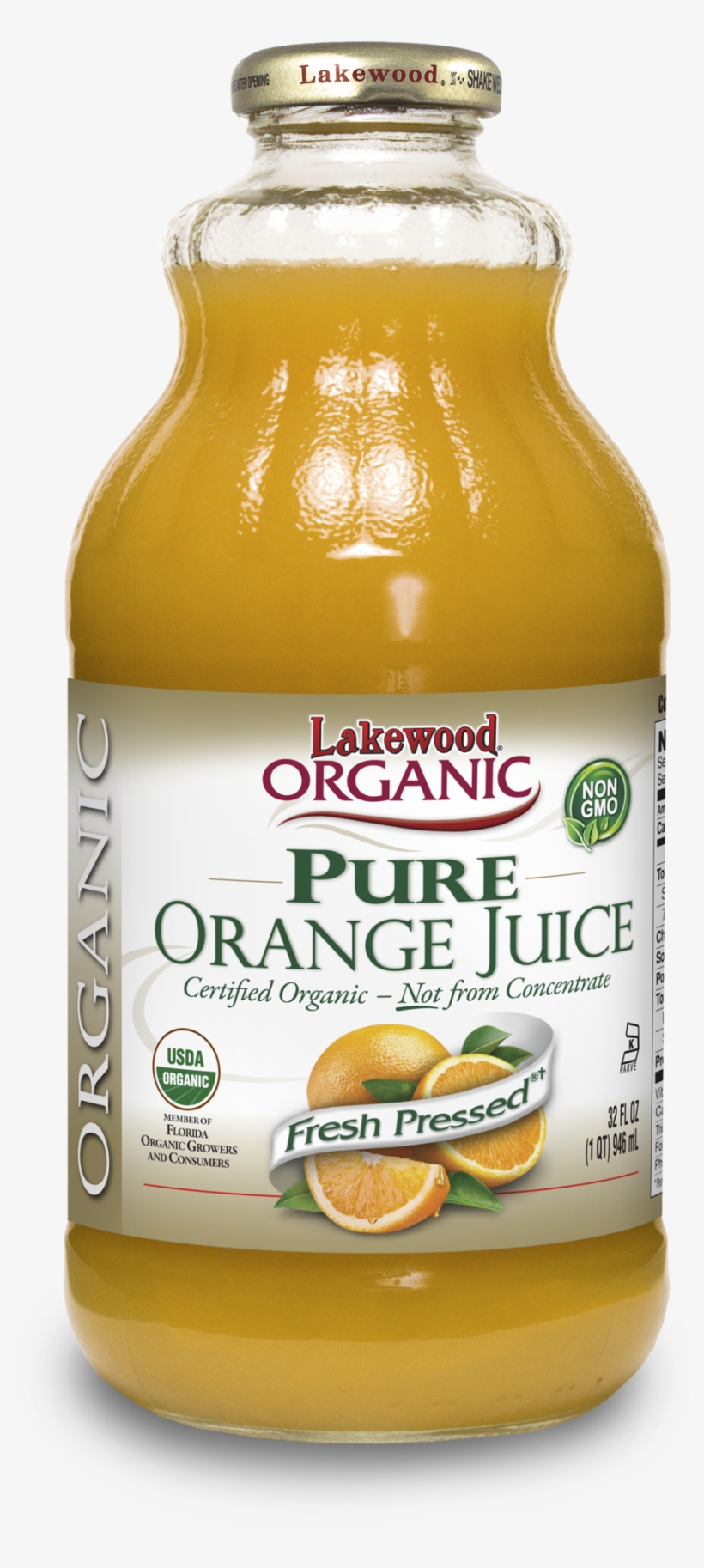 Lakewood Organic Pure Orange Juice, 32 Ounce - Organic Not From Concentrate Cranberry Juice, transparent png