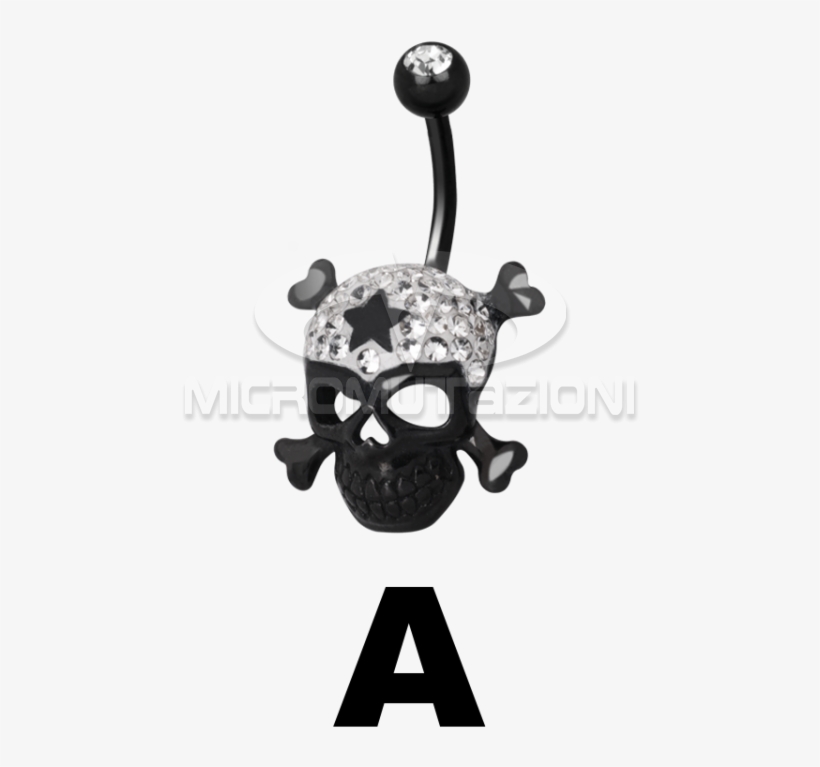 Gloss Finish Cross Bones Black Steel Banabell Navel - Cartoon, transparent png