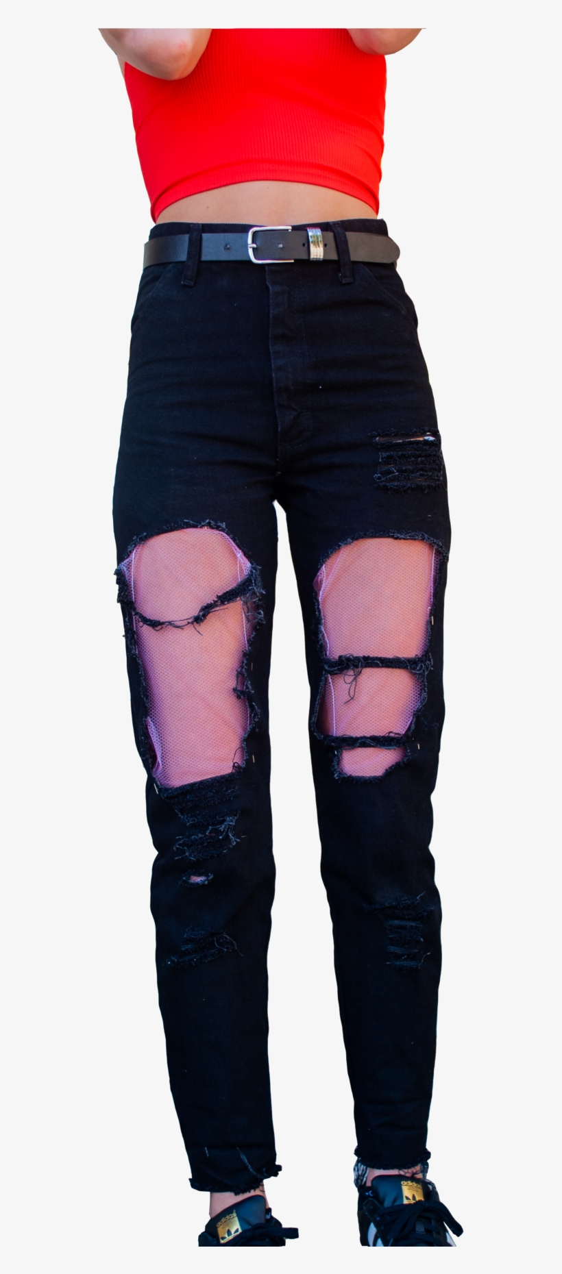 High-rise Black Fishnet Jeans, transparent png