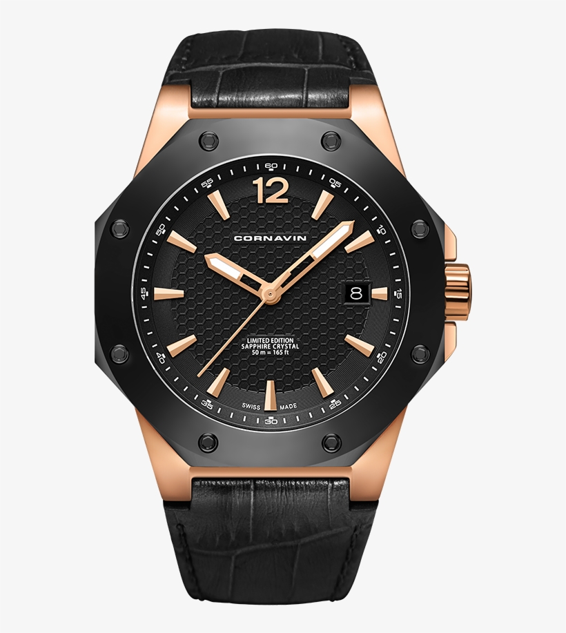 Octagonal Stainless Steel Case With Rose Gold Pvd-coating - Cornavin Downtown 3h, transparent png