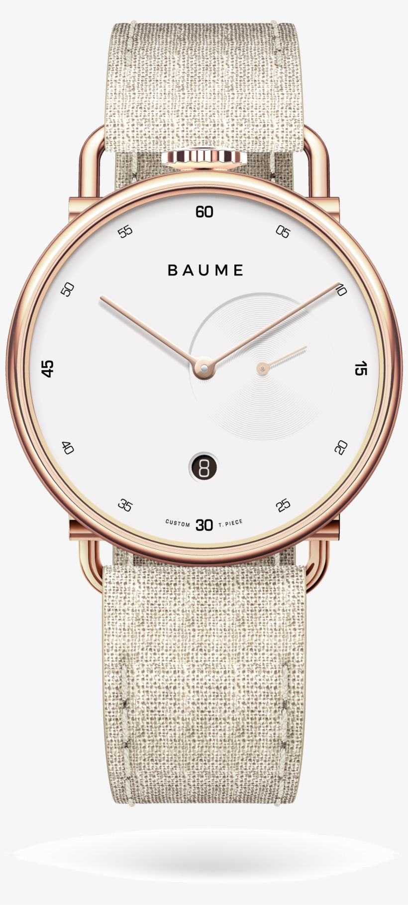 41mmdate Unisex Custom Watch Ronda Golden Case Linen - Analog Watch, transparent png