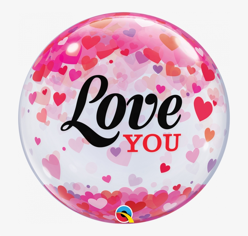 Love You Confetti Heart Foil Balloon - 54604 Qualatex, transparent png