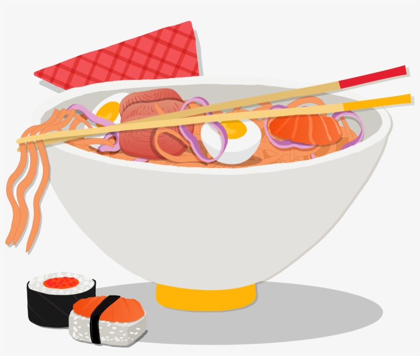 Ramen Japanese Cuisine Pasta Instant Noodle - Bowl Of Ramen Painting, transparent png